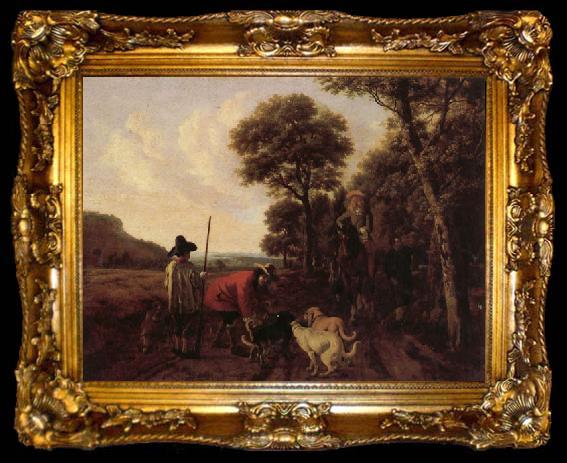 framed  Ludolf de Jongh Hunters and Dogs, ta009-2